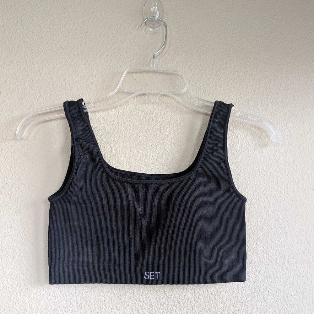 SET Active Black SculptFlex Ribbed Sports Bra - medium